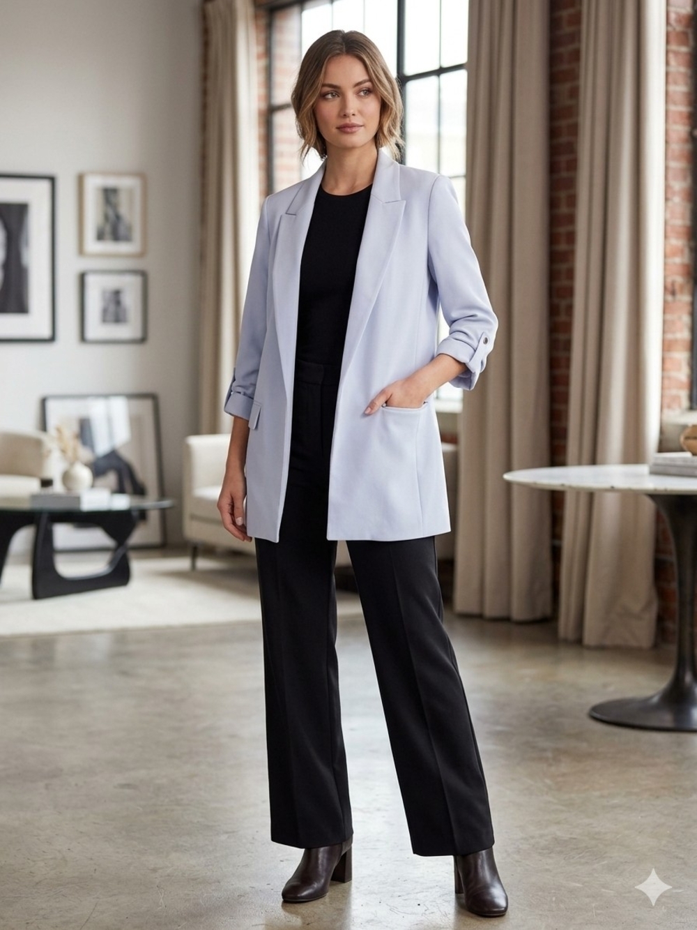 Zara Baby Blue Longline Blazer - Women